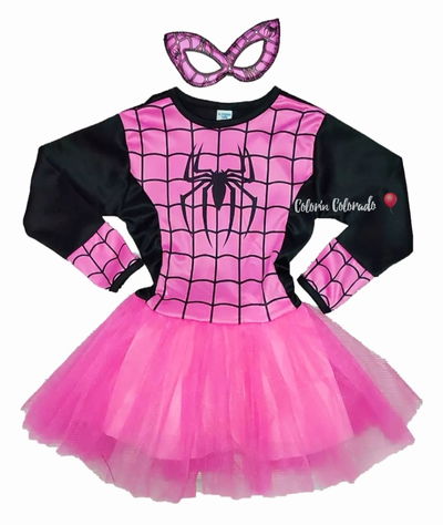 Vestido tutu Mujer Araña Rosa Superheroína 