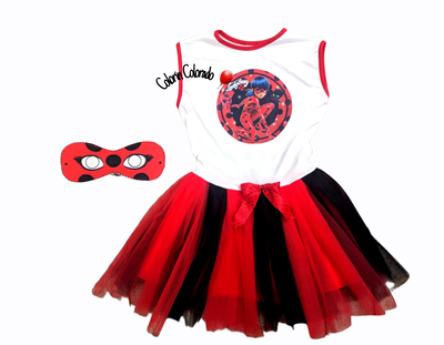 Vestido tutu Lady Bug superheroína 