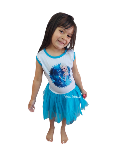 Vestido Tutu Elsa Frozen