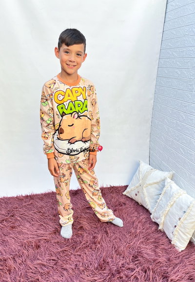 Pijama Capibara Beige Largo