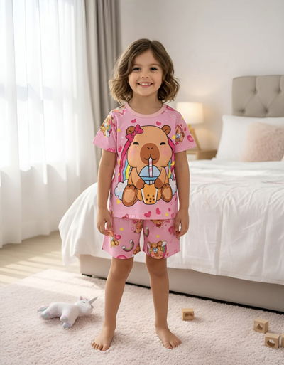 Pijama Capibara Rosa Corto