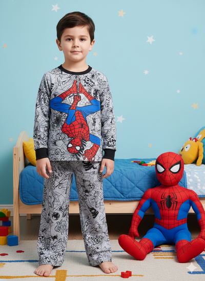Pijama Hombre Araña Gris Largo