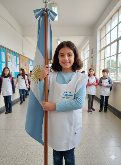 Pechera Islas Malvinas Niña Bandera