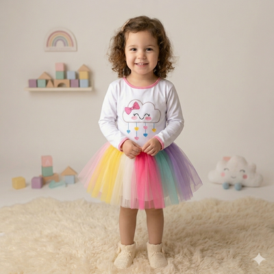 Disfraz Vestido Tutu Nube Lluvia De Amor