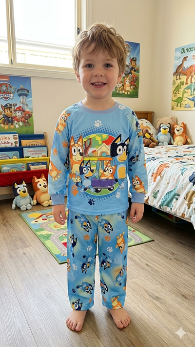 Pijama Bluey Celeste Largo
