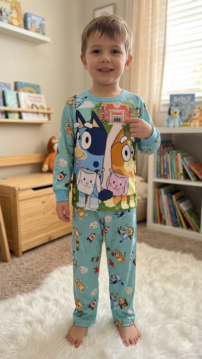 Pijama Bluey Verde Agua Largo