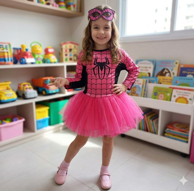 Vestido tutu Mujer Araña Rosa Superheroína 