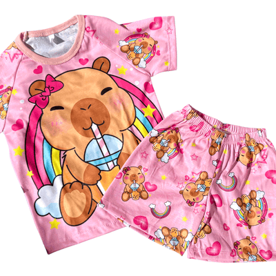 Pijama Capibara Rosa Corto