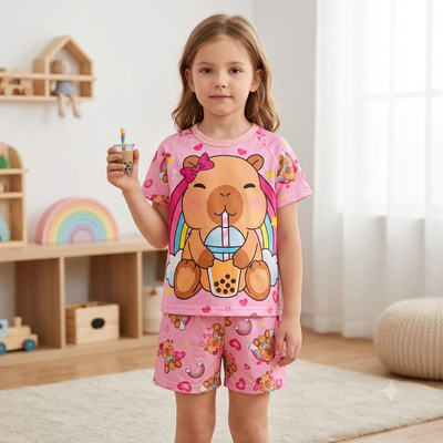 Pijama Capibara Rosa Corto