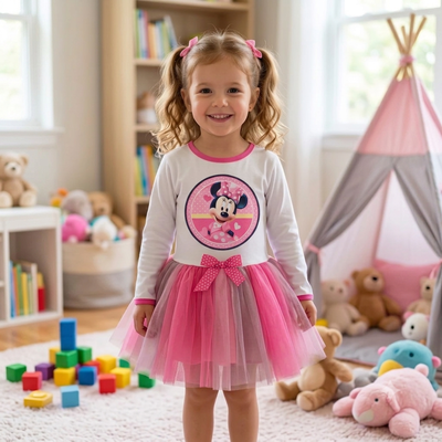 Vestido Tutu Minnie Rosa y Fucsia
