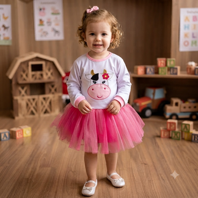 Vestido de Vaca Lola para Bebé con Tul y Bordado