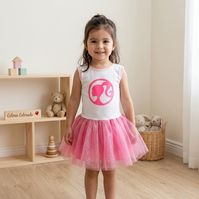 Vestido Tutu Barbie Con Glitter