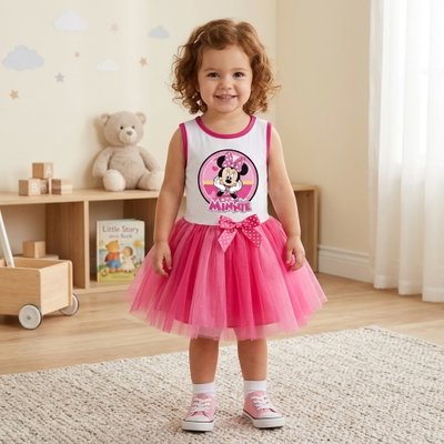 Vestido Tutu Minnie Rosa y Fucsia