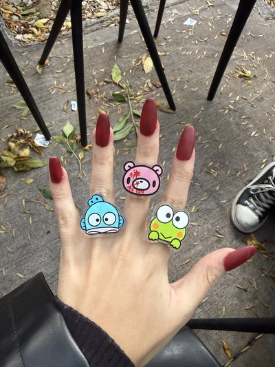 Anillos regulables keroppi - gloomy bear - hangyodon