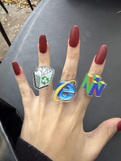 Anillos regulables internet explorer - nintendo - papelera reciclaje 
