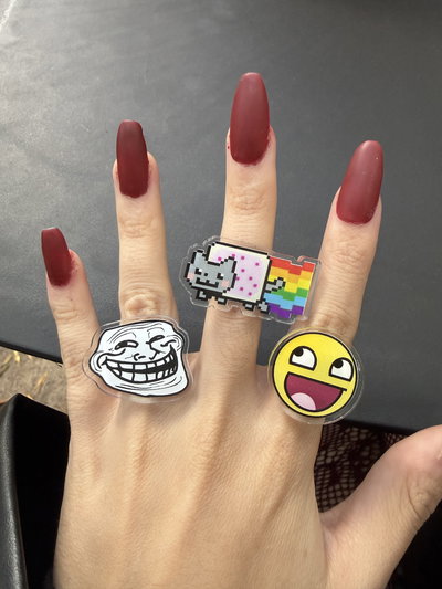 Anillos regulables (nyan cat - epic face - trollface)