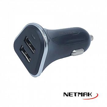 Cargador USB Netmak para autos 3.1A Doble Puerto