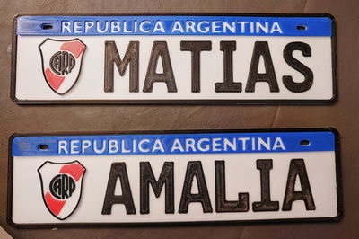 Cartel Personalizado estilo Patente Argentina