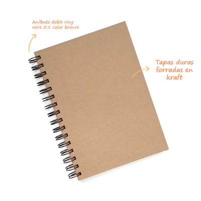 Cuadernos Anillados A5 · Tapa Dura · Pack x 200 · Kraft 90 g