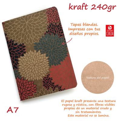 Libreta Engrapada A7 · Pack x 500 · Kraft 240 g