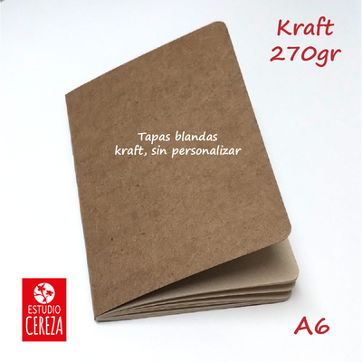 Libretas Engrapadas A6 · Pack x 500 · Kraft 270 g