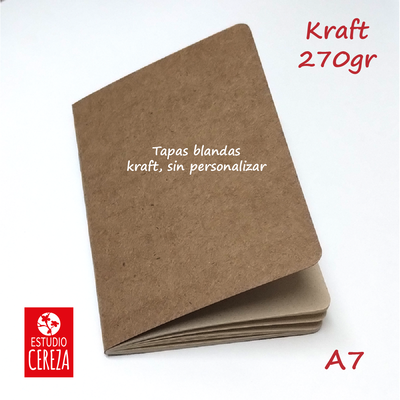 Libretas Engrapadas A7 · Pack x 500 · Kraft 270 g