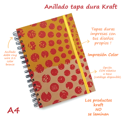 Cuadernos Anillados A4 · Tapa Dura · Pack x 100 · Kraft 90 g