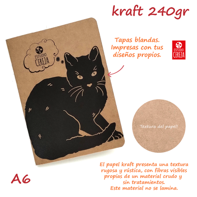 Libreta Engrapada A6 · Pack x 500 · Kraft 240 g