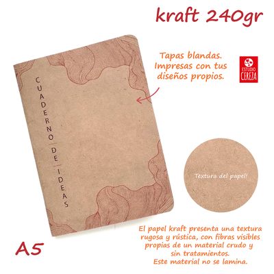 Libreta Engrapada A5 · Pack x 500 · Kraft 240 g