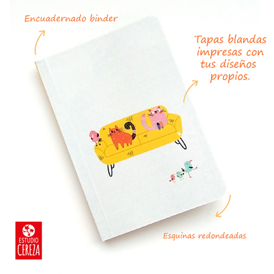 Cuadernos Binder A6 · Pack x 24 · Ilustración 300 g