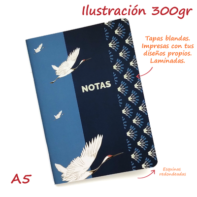 Libretas Engrapadas A5 · Pack x 500 · Ilustración 300 g