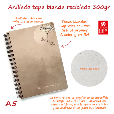 Cuadernos Anillados A5 · Tapa Blanda · Pack x 4 · Eco 300 g