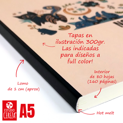 Cuadernos Binder A5 · Pack x 24 · Ilustración 300 g