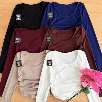 Remera ML basica con frunce laterales / Talle unico