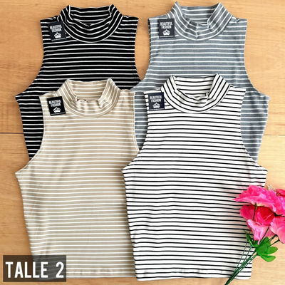 Musculosa polera rayada / Talle 2