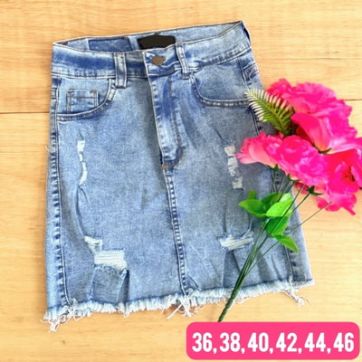 Pollera de jeans celeste / Talle 36 al 46