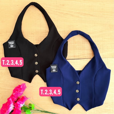 Chaleco sastrero corto / Talle 5 / AZUL