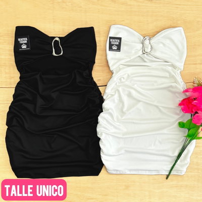 Vestido straple con argolla / Talle unico / BLANCO