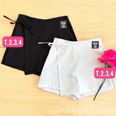 Short pollera con lazo / CREMA TALLE 2 Y 4
