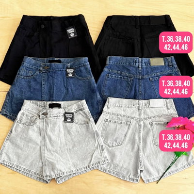 Short pollera pico de jeans / Talle 36 al 46