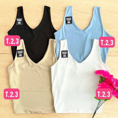 Musculosa en V / Talle 3 / BEIGE