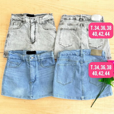 Pollera completa + short interno elastizado / CELESTE talle 34