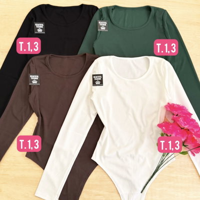 Body ML básico / Talle 1 y 3 / VERDE Y BLANCO