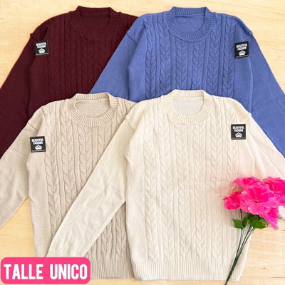 Sweater bremer trenzado / Talle unico / BEIGE