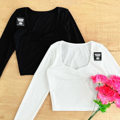 Remera ML con frunce en el pecho / Talle unico