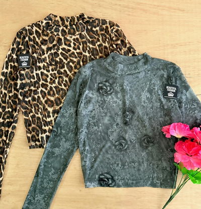 Polera ML de tul estampado / Talle unico