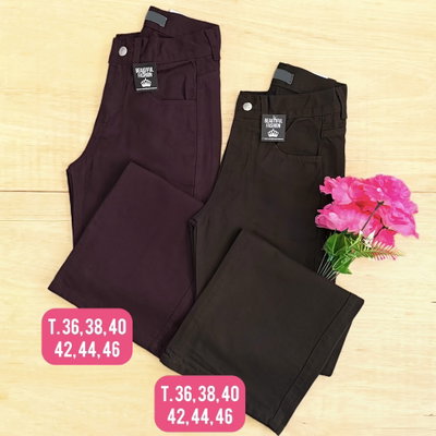 Wide leg rígido bordo y choco / Talle 36 al 46