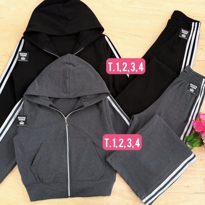 Conjunto darlon 3 líneas / Talle 1 y 2 / GRIS OSCURO