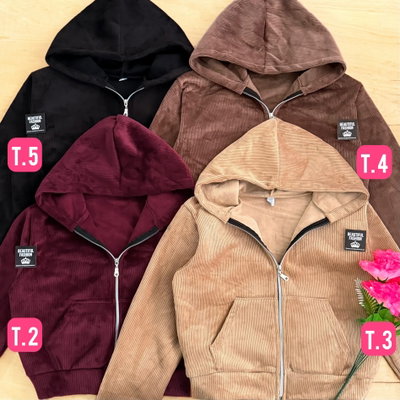 Campera corta corderoi con piel / Talle 3 / CAMEL 