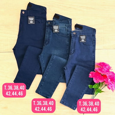 Jeans chupin tonos azules / Talle 36 al 46